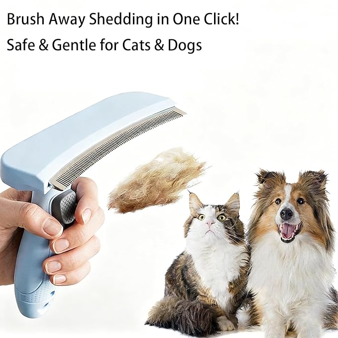 Professional Pet Deshedding Brush for Loose Undercoat Fur, Pet Grooming Comb for Long & Short Haired Dogs Cats, Gentle Skin Friendly