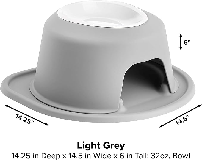 WeatherTech Single High Pet Feeding System w/Plastic Dog/Cat Bowls - 6" High Stand Light Grey (PSH3206LGLG)