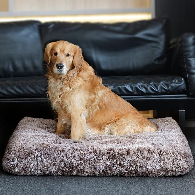 Dog Bed Crate Pad Plush Soft Pet Bed Calming Dog Crate Bed for Large Medium Small Dogs and Cats Washable Anti-Slip Kennel Crate Mats for Sleeping and Anti Anxiety XL