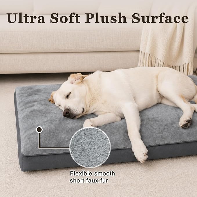 NUPIDA Waterproof Dog Bed for XXL Crate with Washable Cover, 47x29, Grey | TPU Waterproof Layer, Easy Clean Cover, Soft Plush Surface, Durable Oxford Fabric, Non-Slip Bottom, For Extra Large Breeds