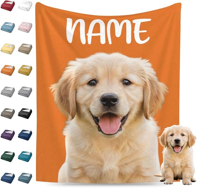 Nxwdwqa Personalized Dog Face Blanket Throws with Photos, Custom Pet Face Blanket, Dog Gifts for Pet Lovers, Customized Puppy Blanket for Adult Kid Birthday Christmas Fathers Mothers Valentines Gift