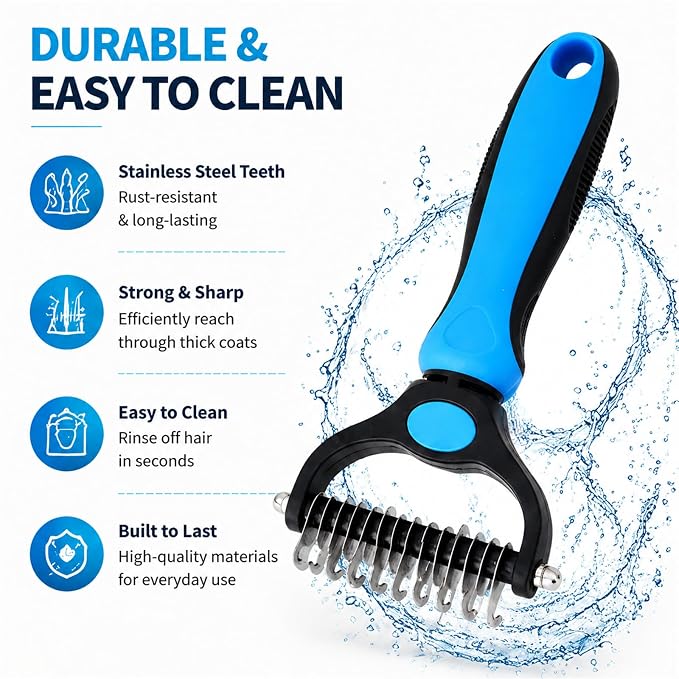 Nolaras Dog Grooming Tool, Professional Deshedding Tool Dogs & Cats - Gentle, Efficient & Fur, Pet Grooming Brush, Dog & Cat Grooming Tool (Red Big)