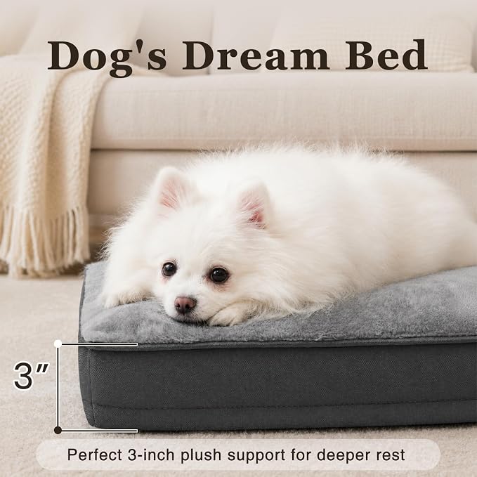 NUPIDA Waterproof Small Dog Bed for Crate with Washable Cover, 23x17, Grey | Cat Puppy Bed, TPU Waterproof Layer, Soft Plush Surface, Durable Oxford fabric, Non-Slip Bottom, For Small Breeds ≤20lbs