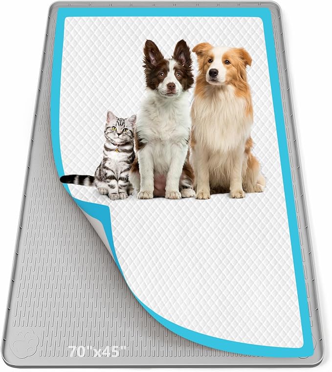 Pee Pad Holder for Dogs 70''x45'' Silicone Puppy Pee Pad Tray, Light Grey | Extra Large Dog Potty Tray Leak-Proof, High Edge, No Spill Training Pads for Floor Protection, No Pee Pads