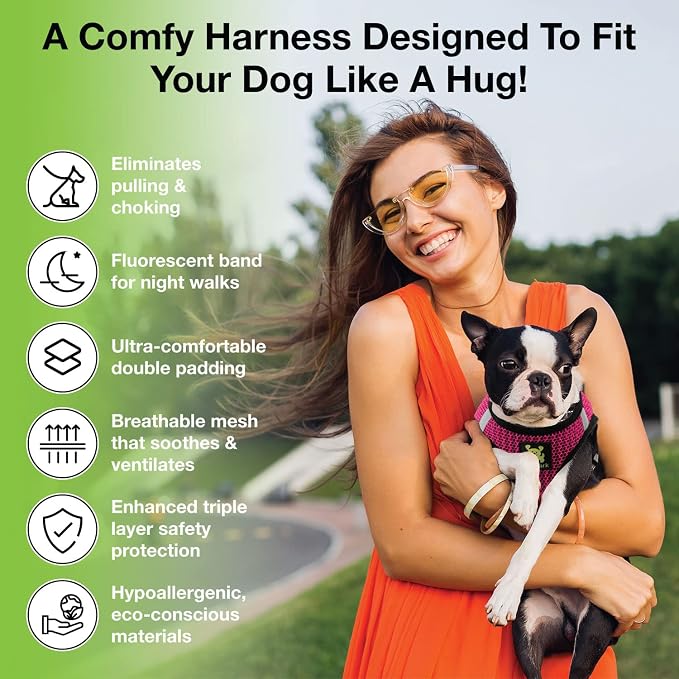 EcoBark Step in Dog Harness Reflective Soft Ultra Padded Mesh Dog Harnesses for XXS, XS, Small, and Medium Dogs Eco-Friendly Comfort Secure Halter No Pull Adjustable Pet Vest