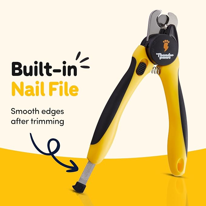 LED Dog Nail Clippers with Light Illumination, Trimmers with Protective Guard, Safety Lock and Nail File - Suitable for Large and Small Dogs & Cats (Yellow)