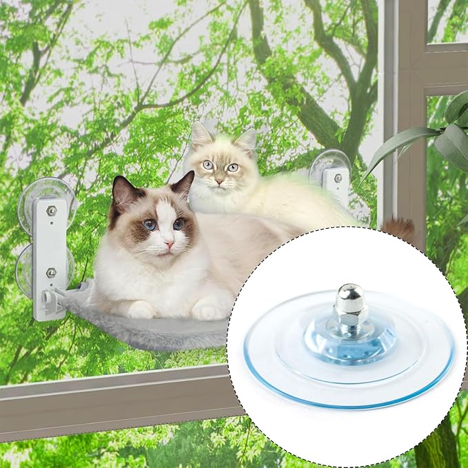 4-Pack 8mm Suction Cup Feet with Screw Mount - Replacement Holder for Cat Perch Window Seat and Kitty Hammock Bed