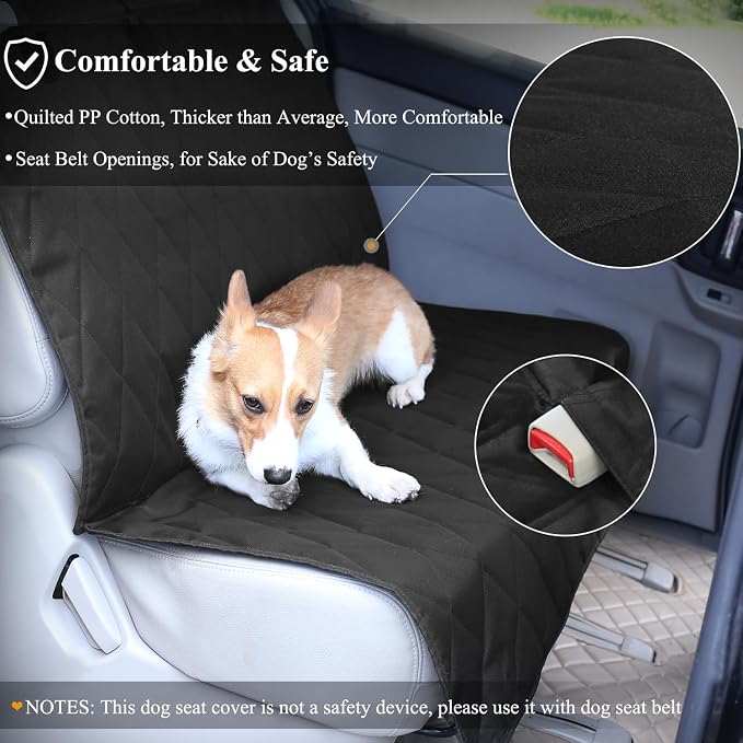 VIVAGLORY Dog Seat Cover Pet Seat Protector, Standard, Black | Backseat Cover for Car Suv & Truck, Back Rear Backseat Bench Protector