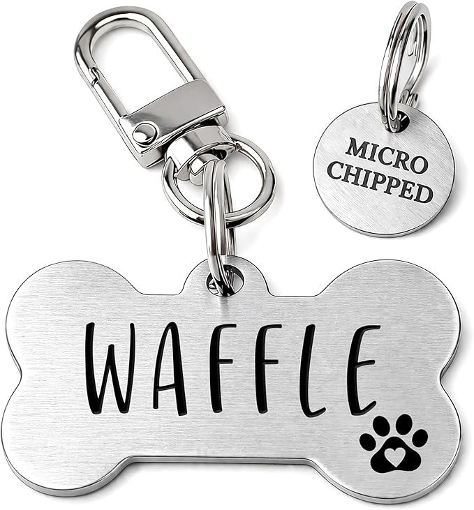 Ultra Joys Personalized Dog Tags for Pets - Durable Stainless Steel Customizable Dog Cat ID Tags - Dog Tags for Safety Optional Engraved on Both Sides - Custom Your Own