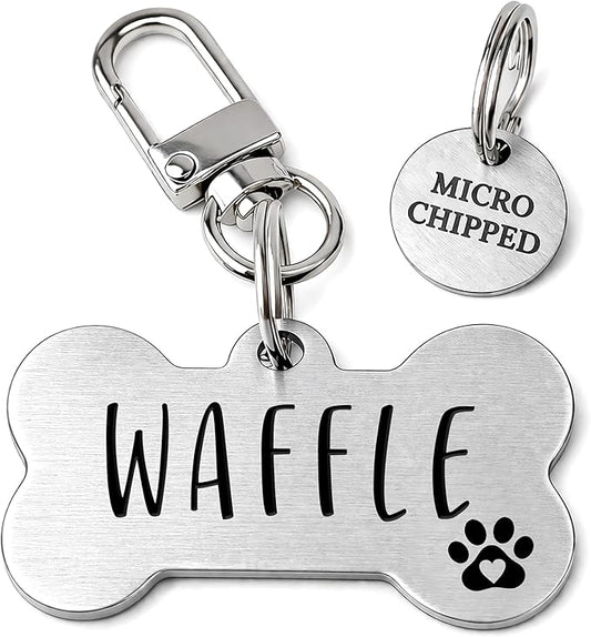 Ultra Joys Personalized Dog Tags for Pets - Durable Stainless Steel Customizable Dog Cat ID Tags - Dog Tags for Safety Optional Engraved on Both Sides - Custom Your Own