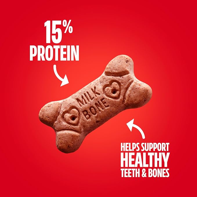 Milk-Bone Flavor Snacks Small Dog Biscuits, Flavored Crunchy Dog Treats, 24 Oz. Box | 5 flavors per box (beef, chicken, turkey, bacon & sausage flavors with other natural flavors), made with 15% protein