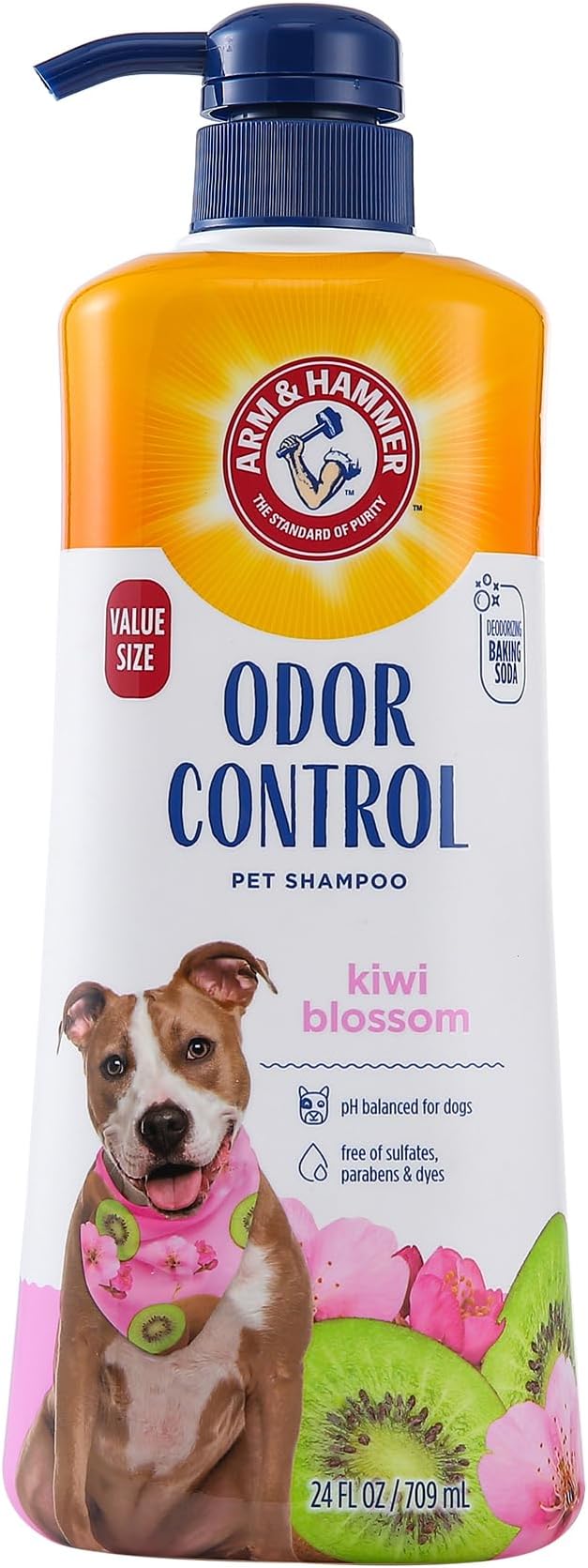 Arm & Hammer Odor Control Dog Shampoo, Value Size with Pump, 24 Fl Oz | Baking soda enhanced, pH-balanced formula, pump dispenser included, gentle for dogs and puppies daily