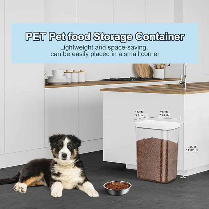 LEAWALK 5-8 Lbs/6Qt Airtight Dog Cat Food Storage Container and Pet Storage Bin BPA-Free, PET Clear Stackable Dog Treat Containers Measuring Scoop Suitable for Dogs Food, Cats Food and Other Dry-2Pack