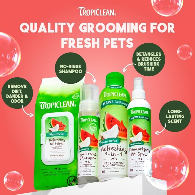 TropiClean 2-in-1 Dog Shampoo and Conditioner, Watermelon Scent, 1 Gallon