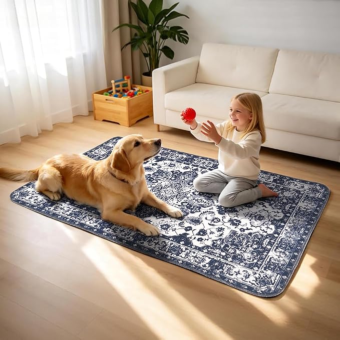 Washable Pee Pads for Dogs, 2 Pack Reusable Puppy Training Pads 72"x72" Super Absorbent Waterproof Dog Training Pads, Non-Slip Potty Pads, Whelping Pads Litter Mat Navy Blue