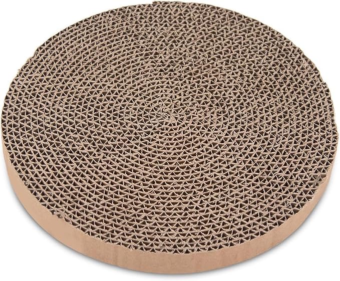 Round Cat Scratcher Replacement Pads, 10 inch Diameter, 2PCS | Circle Scratcher Pad, Cardboard Refill, 7/8 inch Thickness