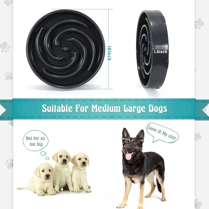 Slow Feeder Large Dog Bowl - Maze Puzzle Bowl for Medium to Large Dogs - Non Slip, Interactive, Bloat Stop, Healthy Feeding Dish - Gray