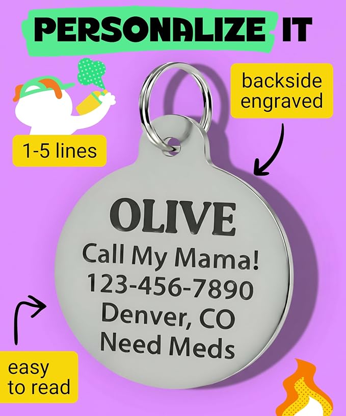 Bad Tags Personalized Dog and Cat ID Tags in 25+ Designs and 2 Sizes - 5 Lines of Custom Engraved Text - Funny Cute Personalized Pet Tags (Even Pretty Girls Fart, Small (1 inch))