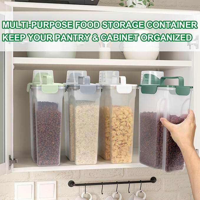 TBMax Travel Dog Food Storage Container 5 lbs with Dog Bowl, Airtight Pet Cat Food Storage Dispenser with Large Spout & Measuring Cup for Kibble Dog Treat Bird Seed Container -Green