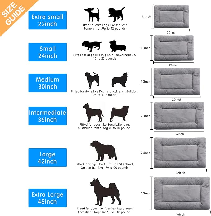 Dog Crate Pad Washable Dog Bed for Crate Medium Cozy Mat 30-Inch Gray | Ultra Soft Kennel Pad,Anti-Slip Bottom,Fits for Most Metal Crates,Comfortable Sleeping Pet Mat