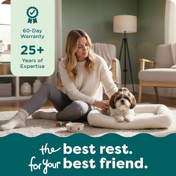 FurHaven Dog Bed for Extra Small Dogs & Cats, Bolster Crate Pad with Soft Supportive Base for Carriers & Kennels, Machine Washable, Extra Small, Sherpa Fleece, Gray