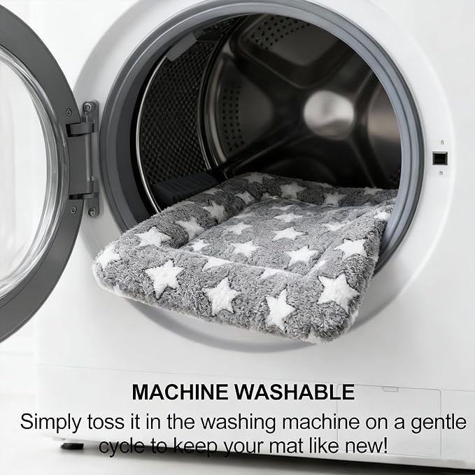 Dog Bed mat Machine-Washable Dog cage mat Gray Star（30x20x1.5in） | Soft reversible design with non-slip bottom, machine washable, lightweight, ideal for crates, travel, and home