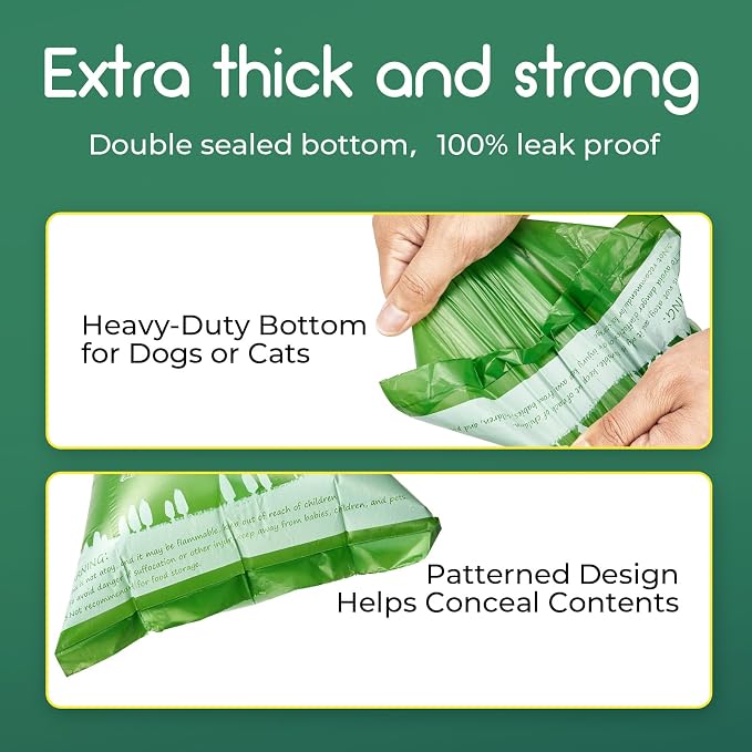 ATIFBOP Biodegradable Dog Poop Bags 360 Counts 24 Rolls, Leak Proof and Extra Thick Doggy Poop Bags (Unscented)