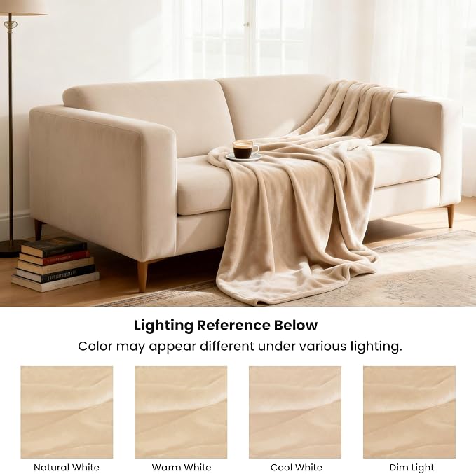 gogobunny Waterproof Flannel Blanket for Bed Couch Sofa, Reversible Double-Sided Throw for Dog Puppy Cat, Stain Resistant Furniture Protector Against Liquid Pee and Fur (90" x 108", Beige/Cream)