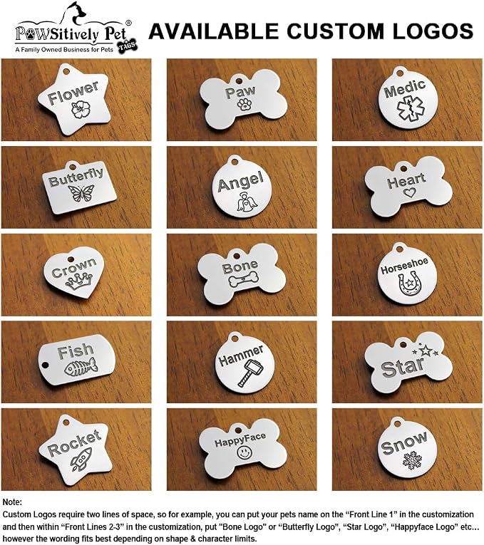 DEEP Engraved Premium Dog & Cat ID Tag – Personalized, Stainless Steel, Long-Lasting Durability - Bone 1" x1-1/2 (2-Side Engraving)