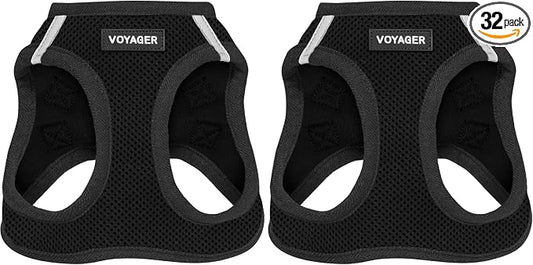 Voyager Step-in Air Dog Harness w/Leash - All Weather Mesh Step in Vest Harness for Small and Medium Dogs by Best Pet Supplies - Black, M (Pack of 2)