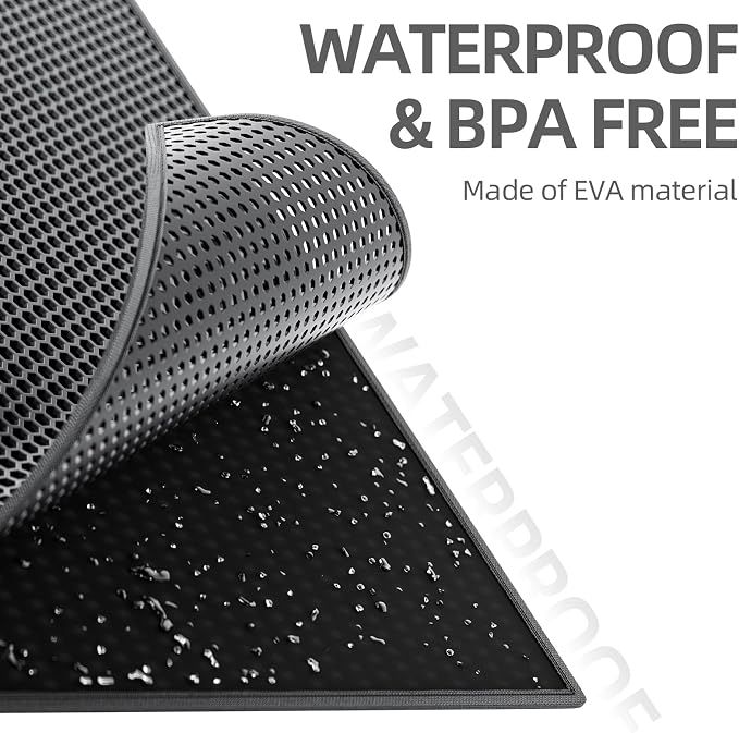 ESTHELLO Cat Litter Mat Honeycomb Double Layer Design 36’’ x 30’’ Black