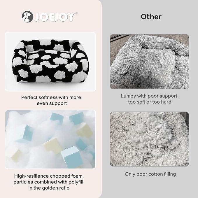 JOEJOY Large Dog Beds Large Sized Dog, Rectangle Washable Orthopedic Pet Bed with Removable Zipper Cover, Cute Soft Calming Puppy Pet Bed with Jacquard Shaggy Plush & Non Skid Bottom