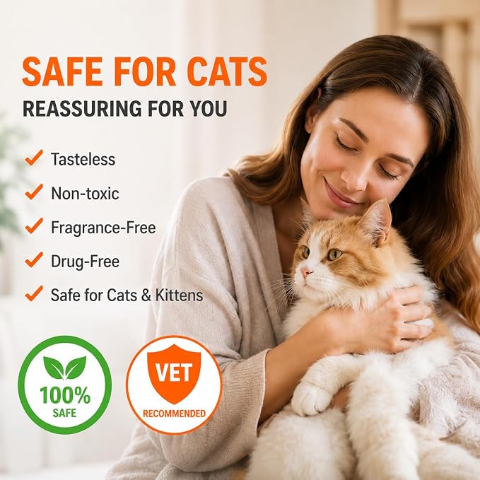 Cat Calming Diffuser - 6 in 1 Kit Cat Pheromones Calming Diffuser for Anxiety Relief, Stress, Excessive Meowing & Scratching, 120 Day Supply 2 Plug in + 4 Pack 48ml Refill (Tasteless)
