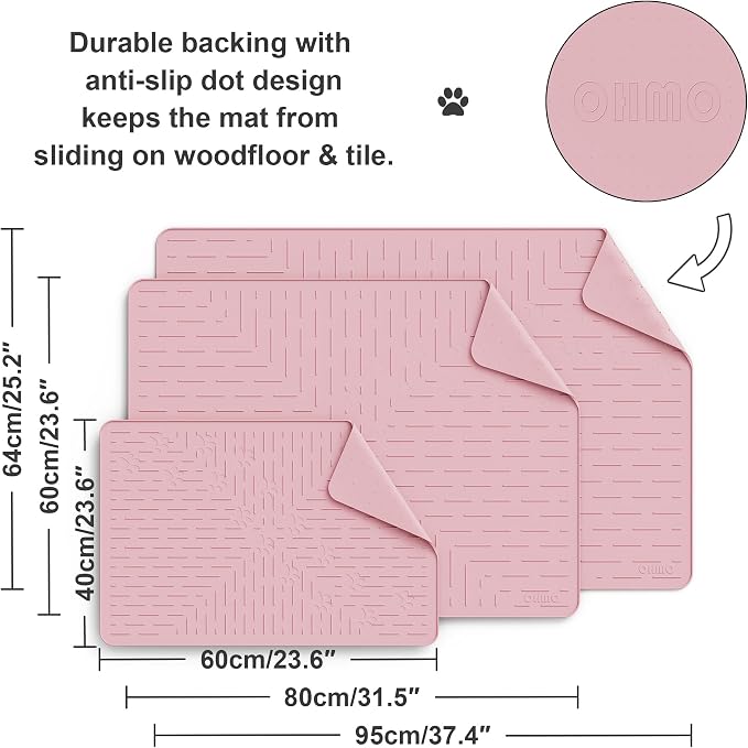 OHMO Large Cat Litter Mat, 31.5x23.6 Silicone Trapping Mat Pink | for Kitty Litter Box, Easy Clean, BPA Free Rubber, Center Litter Collection, Easy Pour-Back, Waterproof, Odor-Resistant