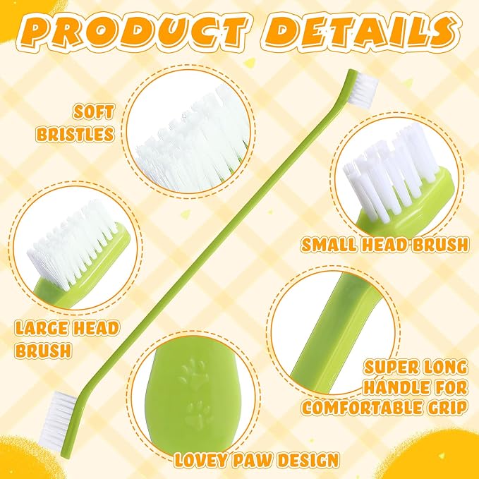 Nuenen 15 Pcs Dog Toothbrush Dual Headed Dental Brushes Puppy Tooth Brushing Kit Long Handle Toothbrush for Large and Small Dogs Cats Most Pets Teeth Cleaning Oral Care Supplies (Colorful)