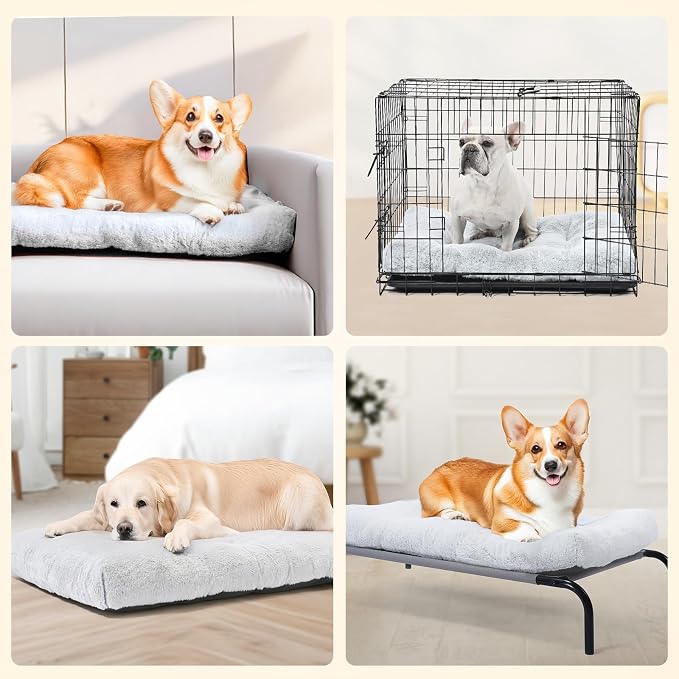 Amazon Basics Large Dog Bed for Crate, Washable Large Dog Mat for Pet Kennel, Anti-Slip, 42x28x4 Inches
