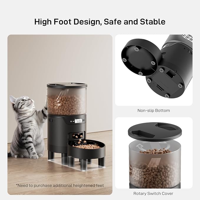 Automatic Cat Feeder: 3L Auto Food Dispenser with Timed Feeding| 6 Meal Programmable& 1-20 Portion Precise Control- Easy to Clean & Setup for Cat Indoor| Desiccant Bag Keep Food Fresh