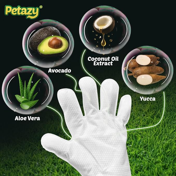 Pet Glove Wipes for Dogs & Cats - Paws, Ears & Butt Cleaning, 25 pk | Lavender, Grooming Glove, Deodorizing, Tear-Resistant, Thick, Hypoallergenic, Aloe & Coconut Oil for sensitive skin, No Rinse