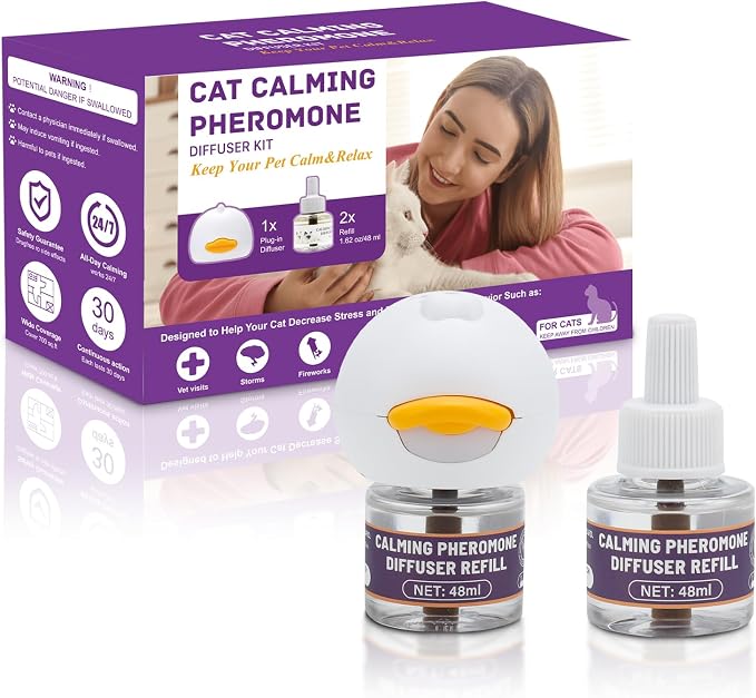 Reespring Cat Pheromones Calming Diffuser Starter Kit: Premium Pheromone Diffuser for Cats - Cat Pheromones Diffuser - Cat Calming Diffuser - Cat Calming Pheromone Diffuser (1 diffusers+ 2 Refills)