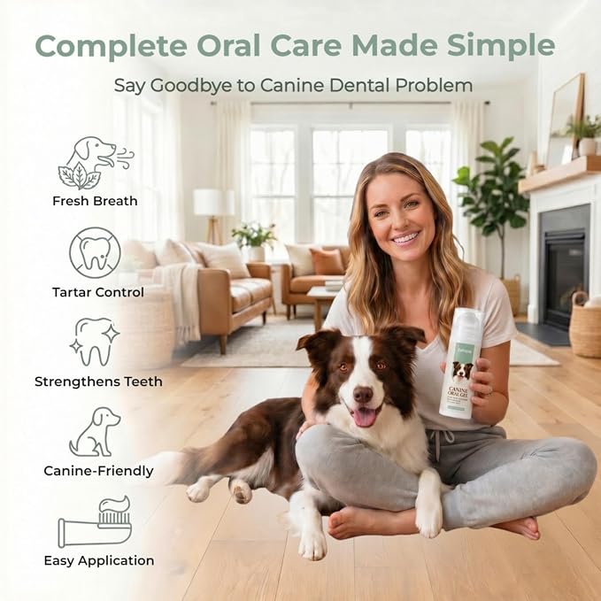 Dog Toothpaste and Toothbrush Kit, Dog Dental Gel for Plaque and Tartar Removal, Dog Teeth Cleaning for Fresh Breath and Daily Oral Support, Suitable for Dogs of All Ages(3.5 OZ)