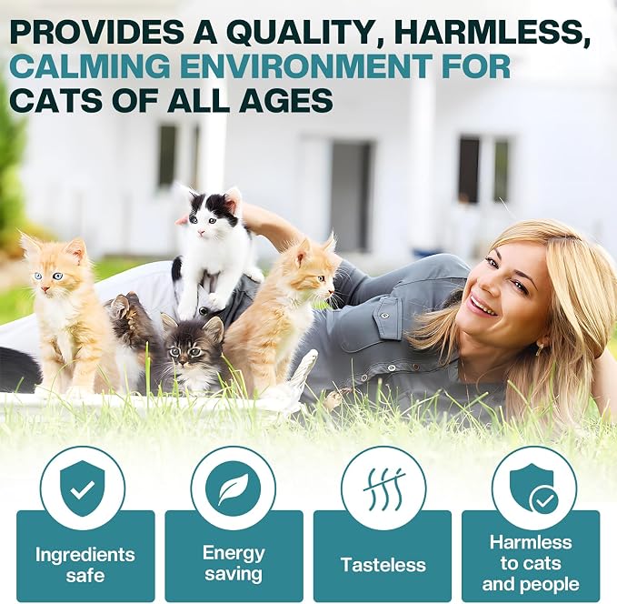 6 in 1 Cat Calming Diffuser Multicat Calming Pheromones Diffusers Relief Stress Scratching Anxiety Fighting 90 Days Calm Relaxing Pheromone for Cats kit