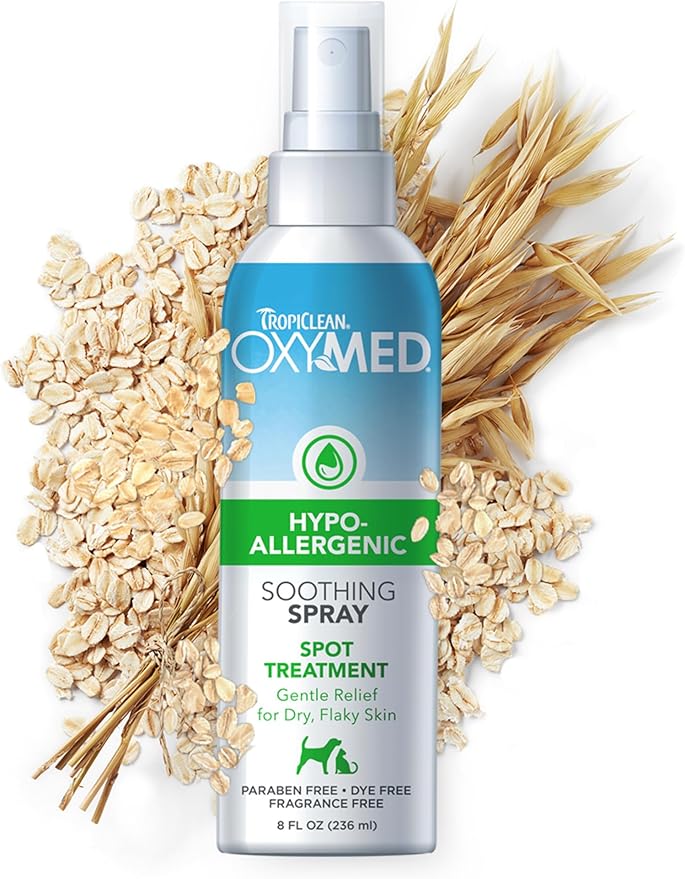 TropiClean Oxymed Hypoallergenic Cat & Dog Itch Relief Spray, 8oz