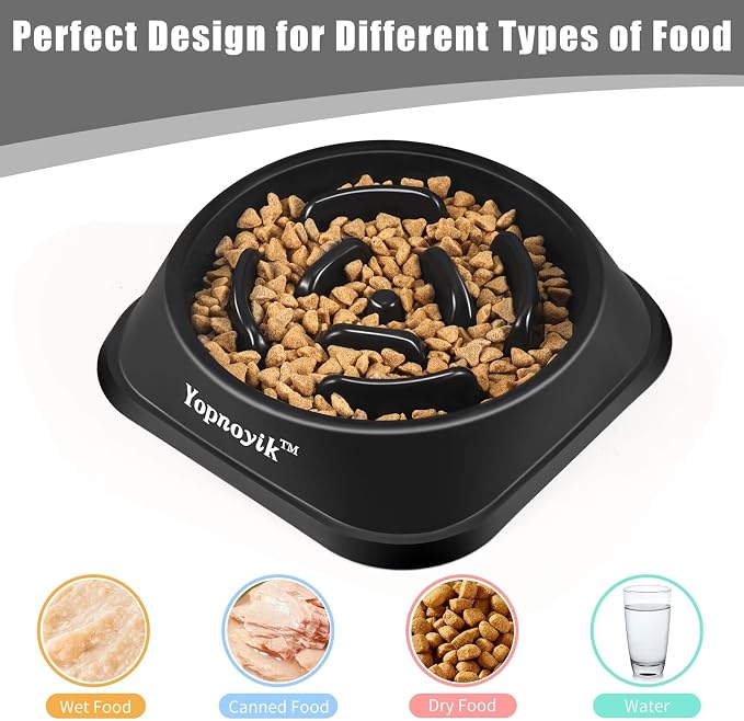Yopnoyik Slow Feeder Dog Bowls for Healthy Eating, Non-Slip and Anti-Choking Design, Reduces Bloating & Overeating for Large Dogs, Easy to Clean