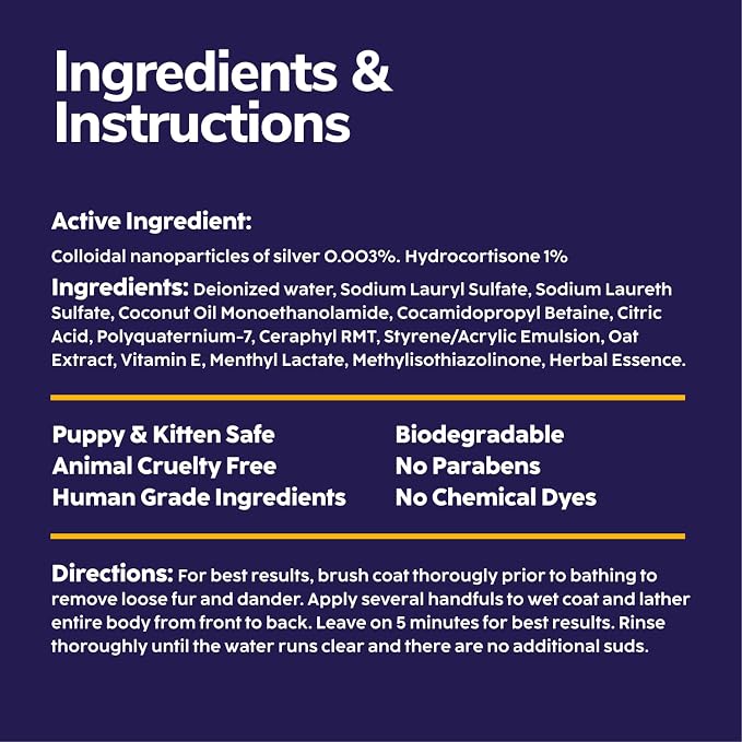 Miracle Vet Medicated Dog Shampoo for Itchy Skin Relief - Antifungal for Dog Allergy Relief, Yeast Infection, Hot Spot & Dry Skin Anti-Itch Treatment Wash - Hydrocortisone 8 fl oz