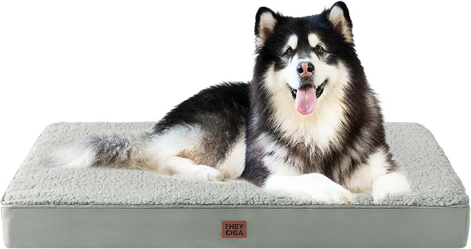 EHEYCIGA Orthopedic Dog Bed Extra Large with Removable Washable Cover, 47IN | Egg Crate Foam Support, Durable Oxford fabric, Non-Slip Bottom, Machine Washable, Soft Waterproof Plush Pet Bed Mat For Crate