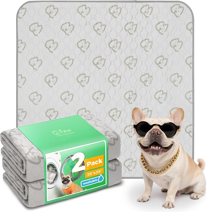 FXW Washable Pee Pads for Dogs, Super Absorbent, 35" Square, 2 Packs | Machine washable, Non-slip backing