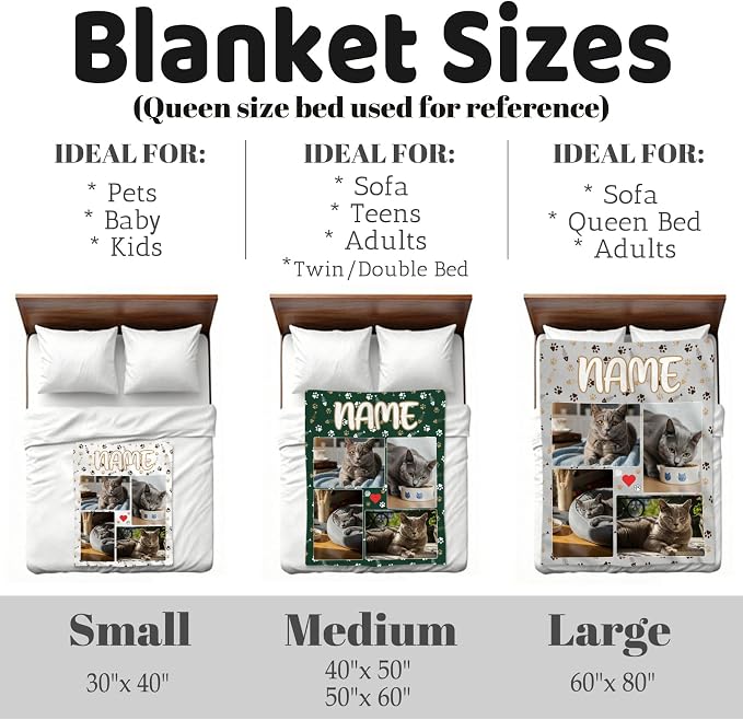 Nxwdwqa Personalized Dog Blanket Throws with Photos, Custom Pet Name Blanket, Dog Gifts for Pet Lovers, Customized Puppy Blanket for Adult Kid Birthday Christmas Fathers Mothers Valentines Gift