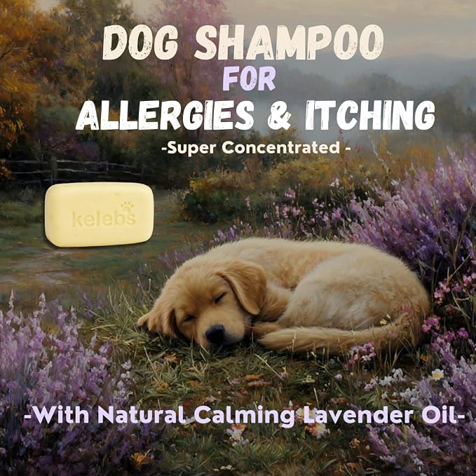Kelebs Dog Shampoo | Allergies and itching | Dog Shampoo for Sensitive Skin | All Natural Dog Soap Bar with Lavender Oil & Oatmeal | Puppy Shampoo | No Plastic Vegan | 3PCS