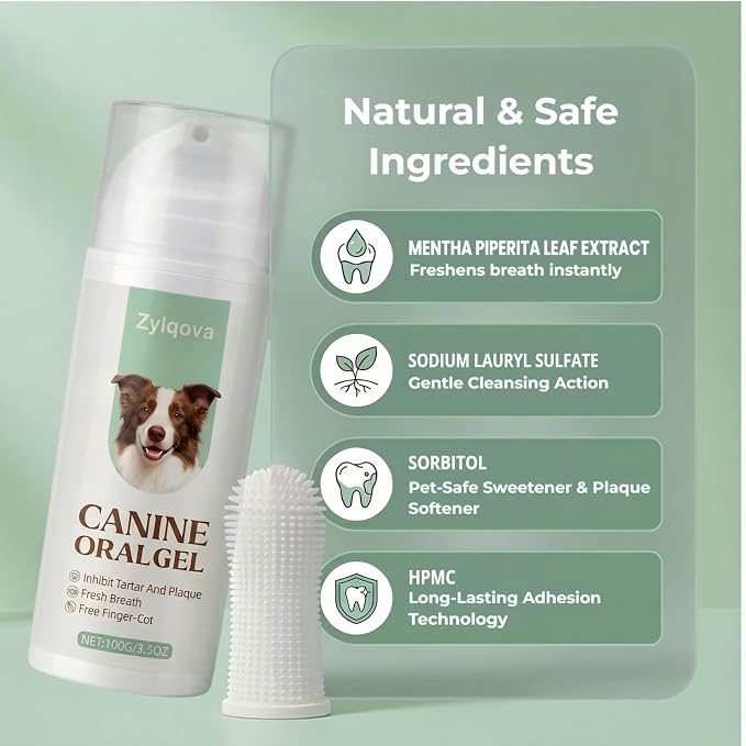 Dog Toothpaste and Toothbrush Kit, Dog Dental Gel for Plaque and Tartar Removal, Dog Teeth Cleaning for Fresh Breath and Daily Oral Support, Suitable for Dogs of All Ages(3.5 OZ)