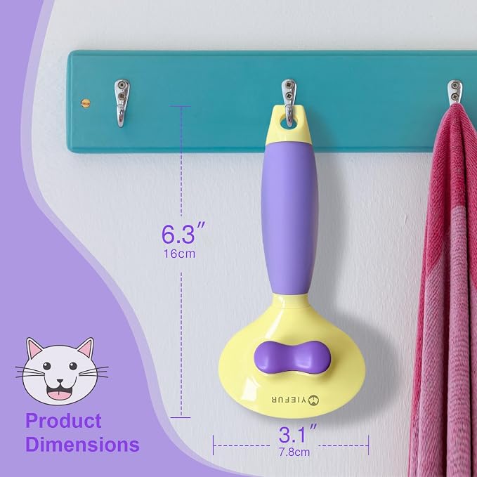 Cat Brush for Grooming and Shedding, Self-Cleaning Silicone Brush for Short and Long Haired Cats, Cat Gifts for Pet Lovers (purple) | For Indoor Cats,Removes Loose Hair,Reduces Shedding,Soft Rounded Tips,Ergonomic Silicone Handle,Gentle Massage,Easy Gr...